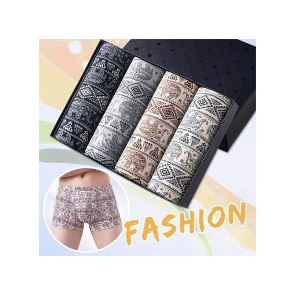 Berrykey 4Pcs Men's Underwear Breathable Stretch Cotton Boxer Briefs