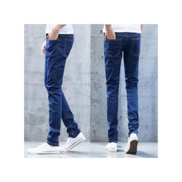 Berrykey Men Thin Stretch Jeans Ins Fashion Slim Feet Straight Leg Trend Long Pants