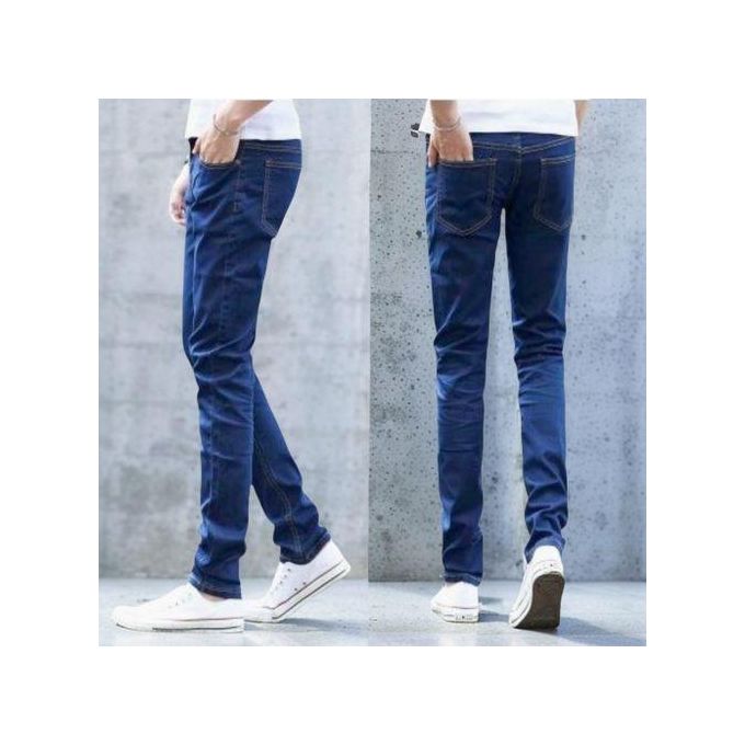 Berrykey Men Thin Stretch Jeans Ins Fashion Slim Feet Straight Leg Trend Long Pants