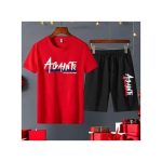 Berrykey Mens 2 In 1 Men's Short Sleeve Shorts Set Shirts - Red