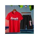 Berrykey Mens 2 In 1 Men's Short Sleeve Shorts Set Shirts - Red