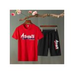 Berrykey Mens 2 In 1 Men's Short Sleeve Shorts Set Shirts - Red