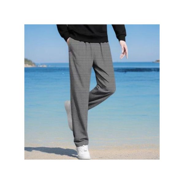 Berrykey Men's Casual Trend Loose Straight Leg Long Pants Thin Matching Bunched Sweatpants