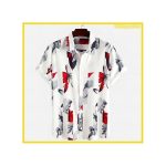 Berrykey Men's Hawaiian Ink Print Bottom-down Beach Short Sleeve T-Shirt Casual Tops