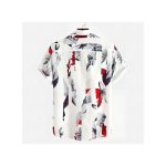Berrykey Men's Hawaiian Ink Print Bottom-down Beach Short Sleeve T-Shirt Casual Tops
