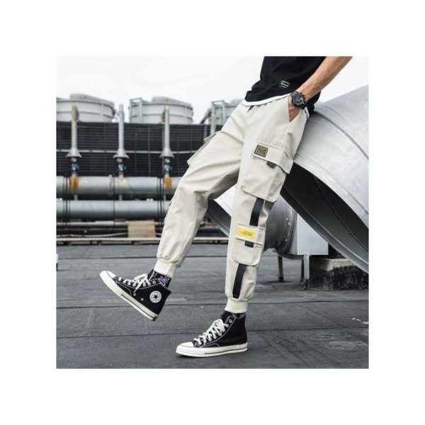 Berrykey Overalls Men's Ankle Pants Loose Large Size Casual Trouser Wear-Resistant Work Pants