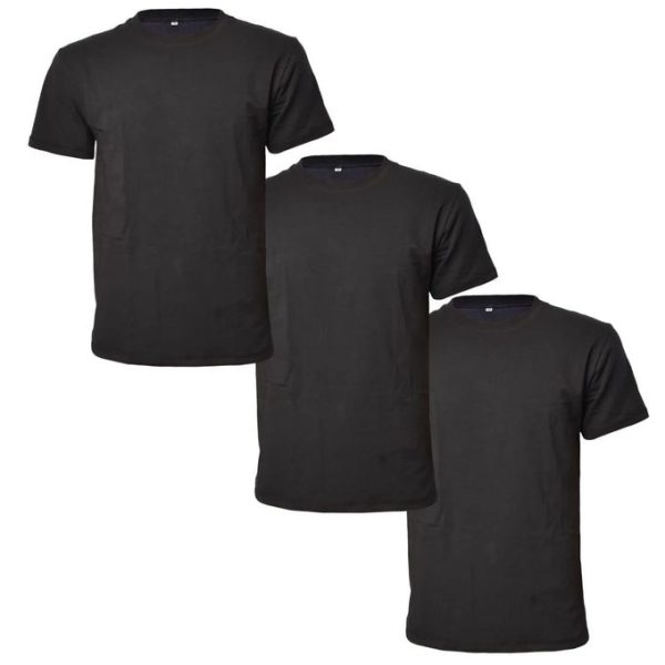 Black 3-Pack Round Neck Heavy Duty T-shirts