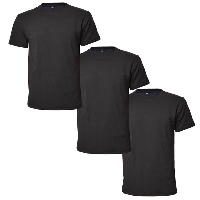 Black 3-Pack Round Neck Heavy Duty T-shirts