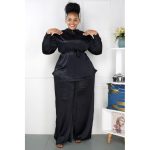 Black Raw Hem Pleated Trousers