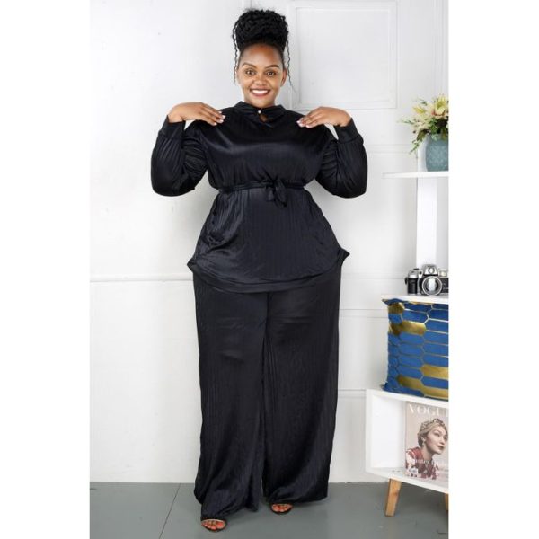 Black Raw Hem Pleated Trousers