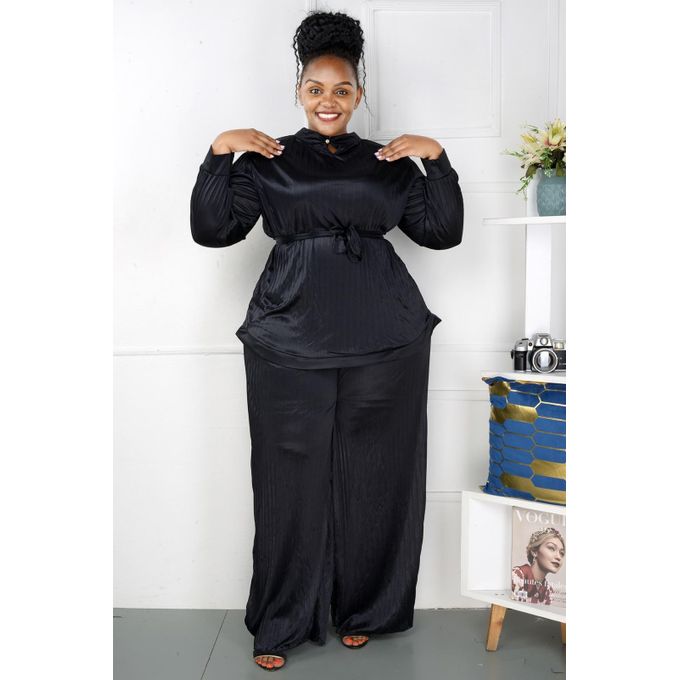 Black Raw Hem Pleated Trousers