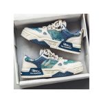 BLWOENS Men's Casual Sneakers Lace-up Skate Shoes Comfortable Retro Fashion Sneakers-Blue/Beige