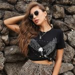 BLWOENS T Shirts For Women Graphic Tees T-Shirts Cute Fit Tshirts -Black