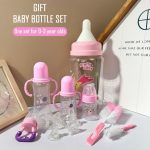 BPA Free Baby Feeding Gift Set - 3 Bottles Teether Feeder Brush 6 Nipples 0-3Y