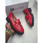 Brogue Ladies Stylish Odette studded leather Mary Jane for Ladies size 37-42 Red, Black, Brown, Beige - Wipe and Go