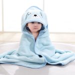 Cartoon Baby Bath Towels Hooded Coral Fleece Kids Bathrobe Newborn Swaddle Wrap 80*80cm