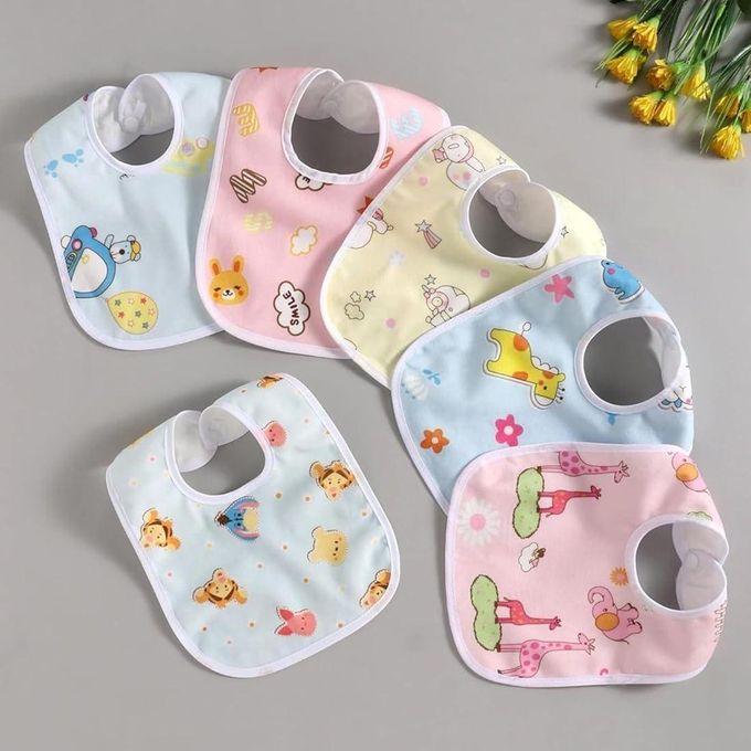 Cartoon Print Feeding Cotton Bibs for Infants & Toddlers - 0 to 12 months (Assorted colors)