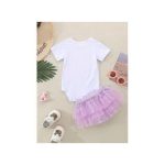 Catpapa 0-12Months Baby Girl 2pcs Flower Print Bodysuit + Mesh Skirt