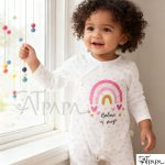 Catpapa 0-12Months Baby Girls Letter Print Bodysuit