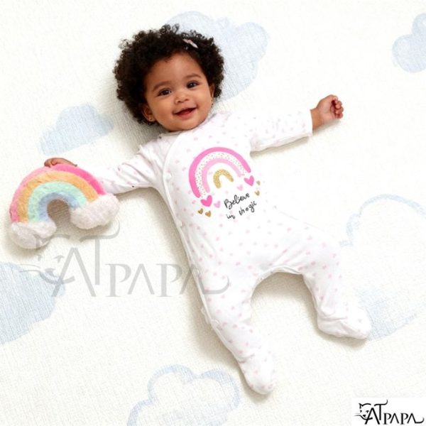 Catpapa 0-12Months Baby Girls Letter Print Bodysuit