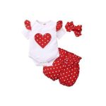 Catpapa 0-18 Months Baby Girl Cute Polkadot Design 3Pcs Bodysuit + Pants + Headband