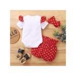 Catpapa 0-18 Months Baby Girl Cute Polkadot Design 3Pcs Bodysuit + Pants + Headband