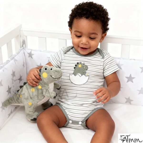 Catpapa 0-18Months Baby Boys Cartoon Print Bodysuit