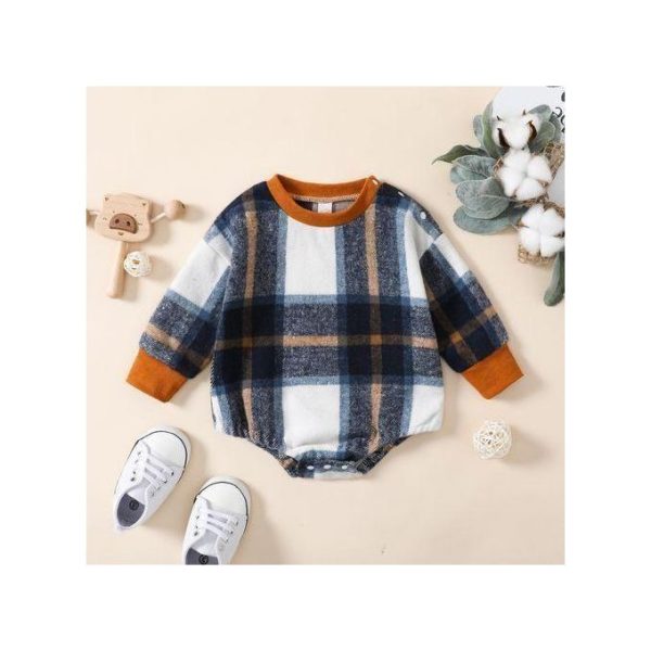 Catpapa 0-18Months Baby Boys Check Bodysuit
