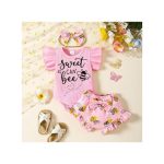 Catpapa 0-18Months Baby Girls Bodysuit With Shorts And Headband