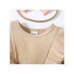 Catpapa 0-18Months Baby Girls Flower Printing Bodysuit With Headband