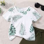 Catpapa 0-2 years baby green short-sleeved two-piece set, suitable for parties, outdoor activities, comfortable and cool, easy to clean