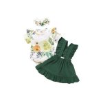 Catpapa 0-24 Months Baby Girl Floarl Bodysuit With Skirt Fashion Daily Wear