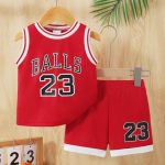 Catpapa 0-3 years old boys and girls sports pink basketball 2-piece set set, suitable for performance, day daily sports, photography