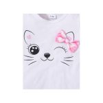 Catpapa 0-3Years Baby Girl 2pcs Cute Cat Print T-shirt With Shorts