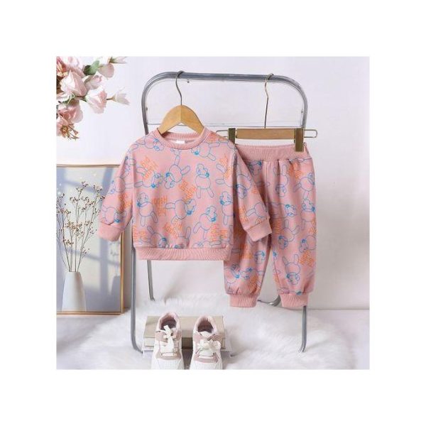 Catpapa 0-3Years Baby Girls Letter Printing Hoodie With Jogger Pants