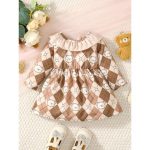 Catpapa 0-3Years Newborn&Toddler Kids&Baby Girl Plaid Long Sleeve Dress Clothes