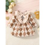 Catpapa 0-3Years Newborn&Toddler Kids&Baby Girl Plaid Long Sleeve Dress Clothes