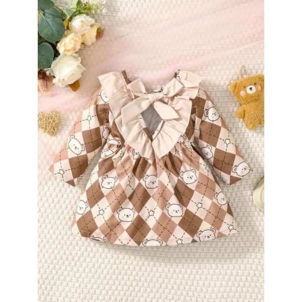 Catpapa 0-3Years Newborn&Toddler Kids&Baby Girl Plaid Long Sleeve Dress Clothes