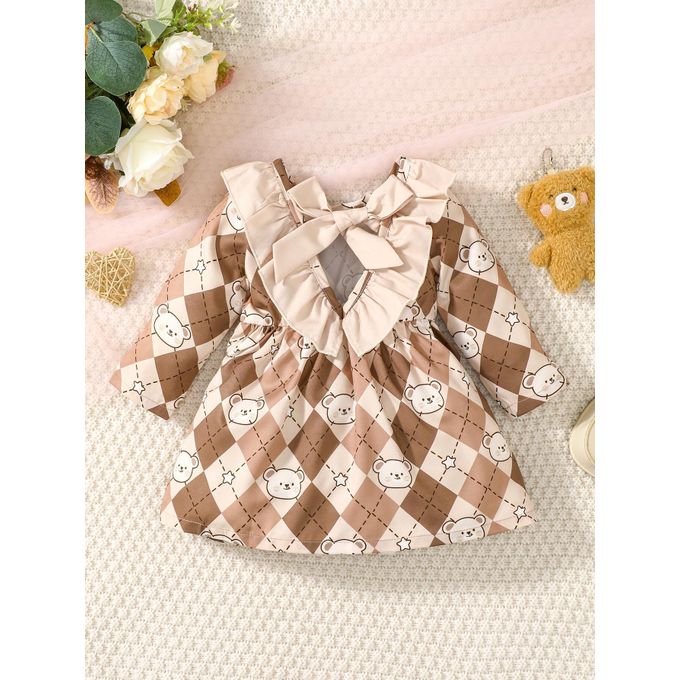 Catpapa 0-3Years Newborn&Toddler Kids&Baby Girl Plaid Long Sleeve Dress Clothes