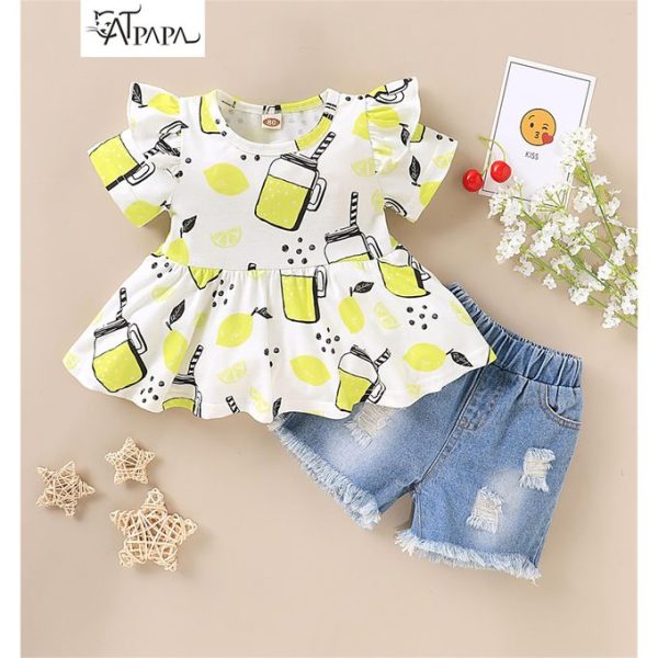 Catpapa 0-4 years old baby yellow fashion summer new shorts two-piece set, suitable for parties, outdoor activities, comfortable and cool, easy to clean