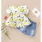 Catpapa 0-4 years old baby yellow fashion summer new shorts two-piece set, suitable for parties, outdoor activities, comfortable and cool, easy to clean
