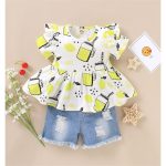 Catpapa 0-4 years old baby yellow fashion summer new shorts two-piece set, suitable for parties, outdoor activities, comfortable and cool, easy to clean