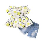 Catpapa 0-4 years old baby yellow fashion summer new shorts two-piece set, suitable for parties, outdoor activities, comfortable and cool, easy to clean