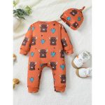 Catpapa 1-18Months Baby Boys Long Sleeve Romper With Hat