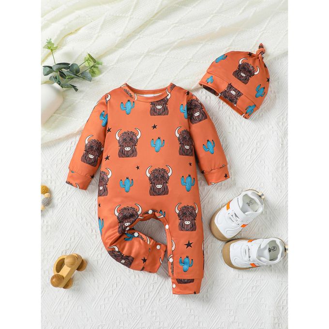 Catpapa 1-18Months Baby Boys Long Sleeve Romper With Hat