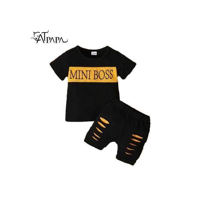 Catpapa 1-3 Years Kid Boy Clothes Set Short Sleeves Tshirt + Shorts 2PCS