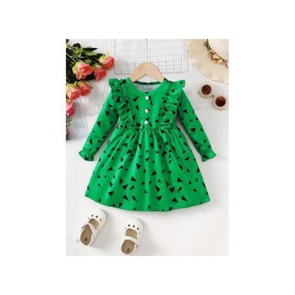 Catpapa 1-3Years Baby Girls Long SLeeve Dress Flounce Dress