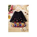 Catpapa 1-3Years Baby Girls Long SLeeve Flower Print Dress