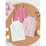 Catpapa 1-3Years Baby Girls Solid Color Tank Tops-white