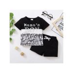 Catpapa 1-5Years Kids Baby Boy Mama's Boy Print T-shirt + Shorts